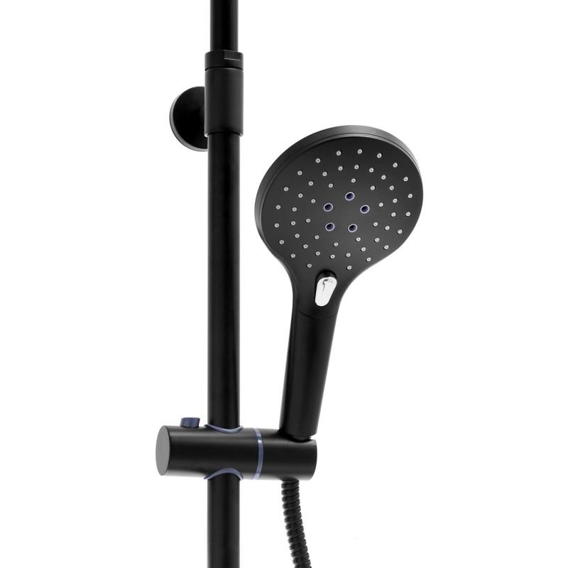 Czarna bateria prysznicowa zestaw natryskowy z deszczownicą 25 cm